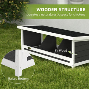 3 - Compartment Wooden Chicken Bedding & Nesting Box with Asphalt Roof – Compact Coop Nest for Up to 3 Hens - Small Pet Homes