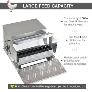 30 lbs Automatic Chicken Feeder – Weatherproof Galvanized Steel & Aluminum Poultry Feeder for Backyard Chickens - Small Pet Homes