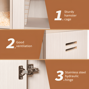 4 - Tier Wooden Guinea Pig & Hamster Cage with Lockers, Acrylic Windows, Openable Top - Spacious Small Animal Habitat - Small Pet Homes