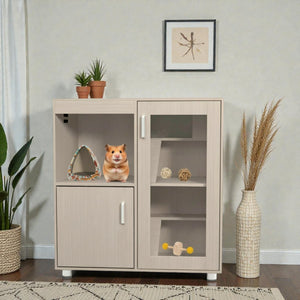 4-Tier Wooden Guinea Pig & Hamster Cage with Lockers, Acrylic Windows, Openable Top - Spacious Small Animal Habitat