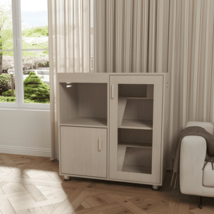 4 - Tier Wooden Guinea Pig & Hamster Cage with Lockers, Acrylic Windows, Openable Top - Spacious Small Animal Habitat - Small Pet Homes