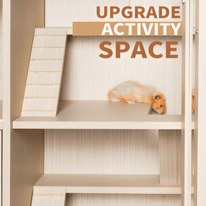 4 - Tier Wooden Guinea Pig & Hamster Cage with Lockers, Acrylic Windows, Openable Top - Spacious Small Animal Habitat - Small Pet Homes