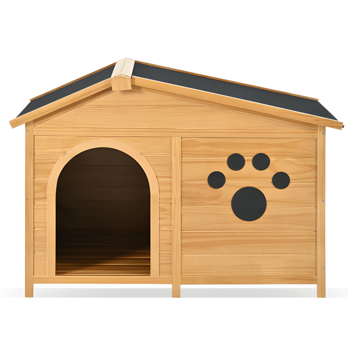 48" Wooden Outdoor Dog House with Porch - Weatherproof, Raised Floor, Easy Assembly, Medium Dog Kennel - Small Pet Homes