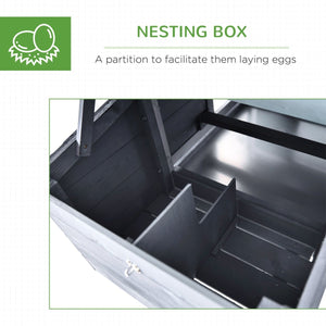 59" Small Wooden Chicken Coop with Nesting Box & Run – Outdoor Hen House with 2 Doors - Small Pet Homes