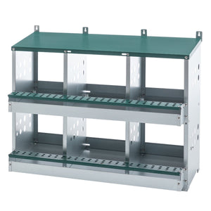 6 - Compartment Roll Away Chicken Nesting Box for Laying Eggs – Galvanized Metal - Small Pet Homes