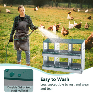6 - Compartment Roll Away Chicken Nesting Box for Laying Eggs – Galvanized Metal - Small Pet Homes