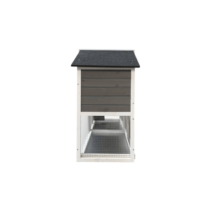 61" Outdoor Wooden Rabbit Hutch with Extension - Three Sliding Trays, Non - Slip Ramp, Waterproof Roof, Easy Access - Small Pet Homes