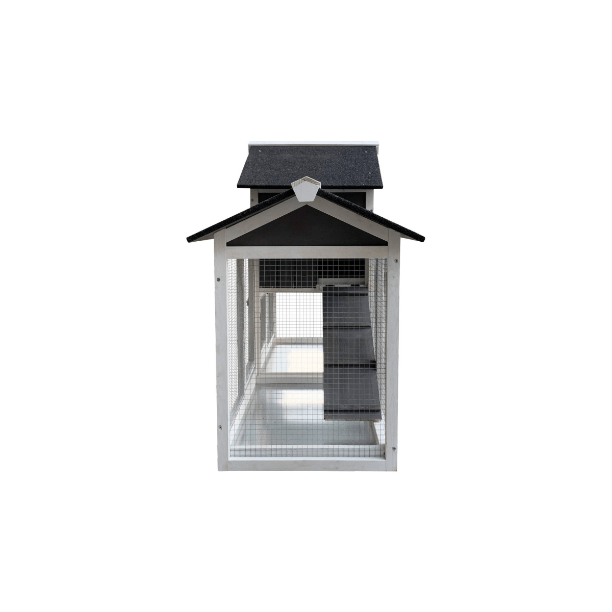 61" Outdoor Wooden Rabbit Hutch with Extension - Three Sliding Trays, Non - Slip Ramp, Waterproof Roof, Easy Access - Small Pet Homes