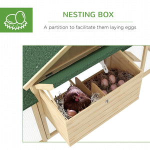 65" Wooden Chicken Coop with Nesting Box & Outdoor Run – Elevated Poultry & Small Animal House - Small Pet Homes