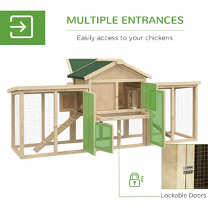 65" Wooden Chicken Coop with Nesting Box & Outdoor Run – Elevated Poultry & Small Animal House - Small Pet Homes