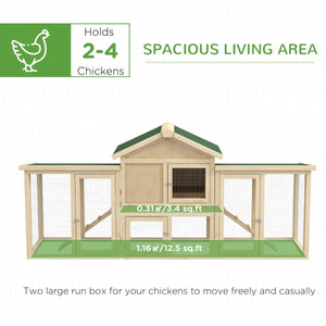 65" Wooden Chicken Coop with Nesting Box & Outdoor Run – Elevated Poultry & Small Animal House - Small Pet Homes