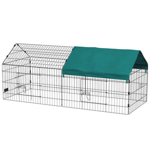 73" Small Animal Playpen with Shade Roof – Outdoor & Indoor Metal Run for Rabbits, Chickens, Guinea Pigs & Chinchillas - Small Pet Homes