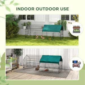 73" Small Animal Playpen with Shade Roof – Outdoor & Indoor Metal Run for Rabbits, Chickens, Guinea Pigs & Chinchillas - Small Pet Homes