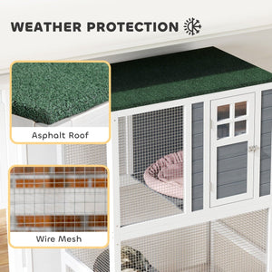 74" Outdoor Catio Cat Enclosure with Platforms, Weatherproof Roof & Wheels – Safe Outdoor Playground for Cats - Small Pet Homes
