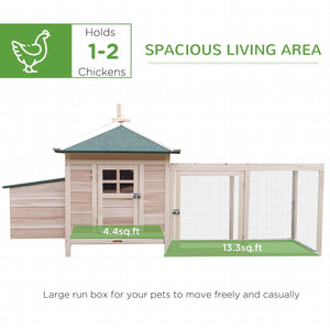 77" Wooden Chicken Coop with Bedding & Nesting Box, Outdoor Hen House with Removable Tray, Ramp & Run for Backyard and Garden - Small Pet Homes