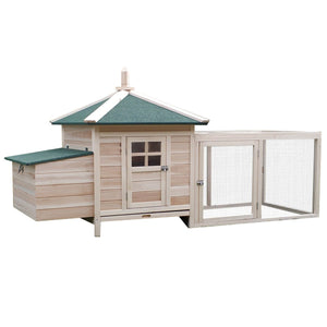77" Wooden Chicken Coop with Bedding & Nesting Box, Outdoor Hen House with Removable Tray, Ramp & Run for Backyard and Garden - Small Pet Homes