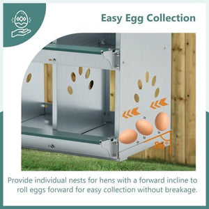 8 - Compartment Metal Chicken Bedding & Nesting Boxes – Wall - Mounted Galvanized Steel Egg Laying Box with Ventilation - Small Pet Homes