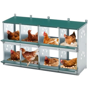 8 - Compartment Metal Chicken Bedding & Nesting Boxes – Wall - Mounted Galvanized Steel Egg Laying Box with Ventilation - Small Pet Homes