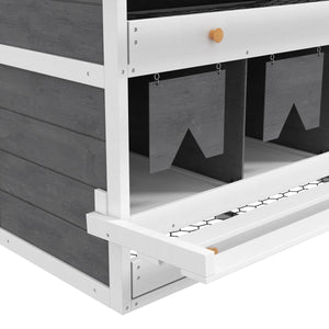 8 - Compartment Wooden Chicken Bedding & Nesting Box with Egg Collection Trays & Perches – Double Layer for 16–32 Hens - Small Pet Homes