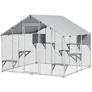 Catio Outdoor Cat Enclosure with Waterproof Cover, 49 sq. ft Play Area, Jumping Platforms & Cozy Condo – Safe Outdoor Patio for Cats, Rabbits & Small Pets - Small Pet Homes