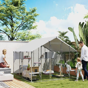 Catio Outdoor Cat Enclosure with Waterproof Cover, 49 sq. ft Play Area, Jumping Platforms & Cozy Condo – Safe Outdoor Patio for Cats, Rabbits & Small Pets - Small Pet Homes