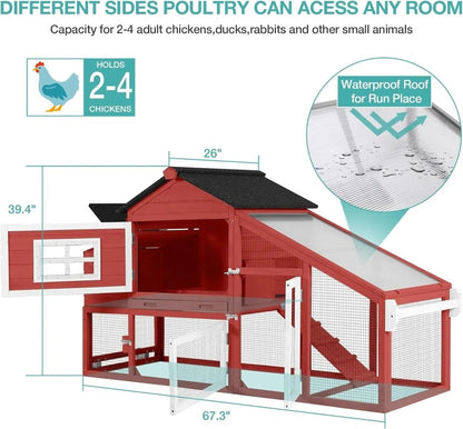 Chicken Tractor / Portable Chicken Coop with Wheels - Spacious, Durable, and Movable - Small Pet Homes
