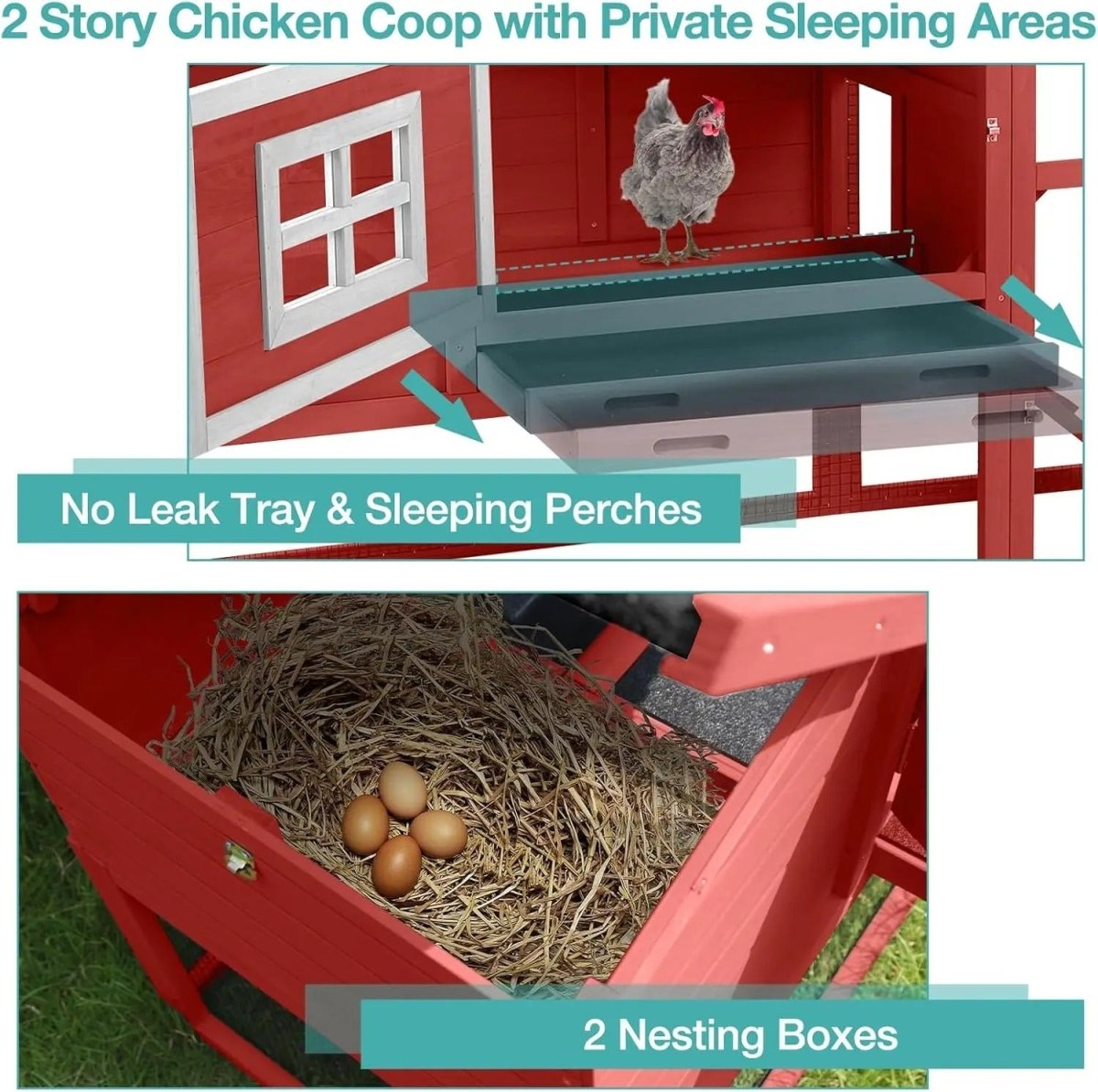 Chicken Tractor / Portable Chicken Coop with Wheels - Spacious, Durable, and Movable - Small Pet Homes