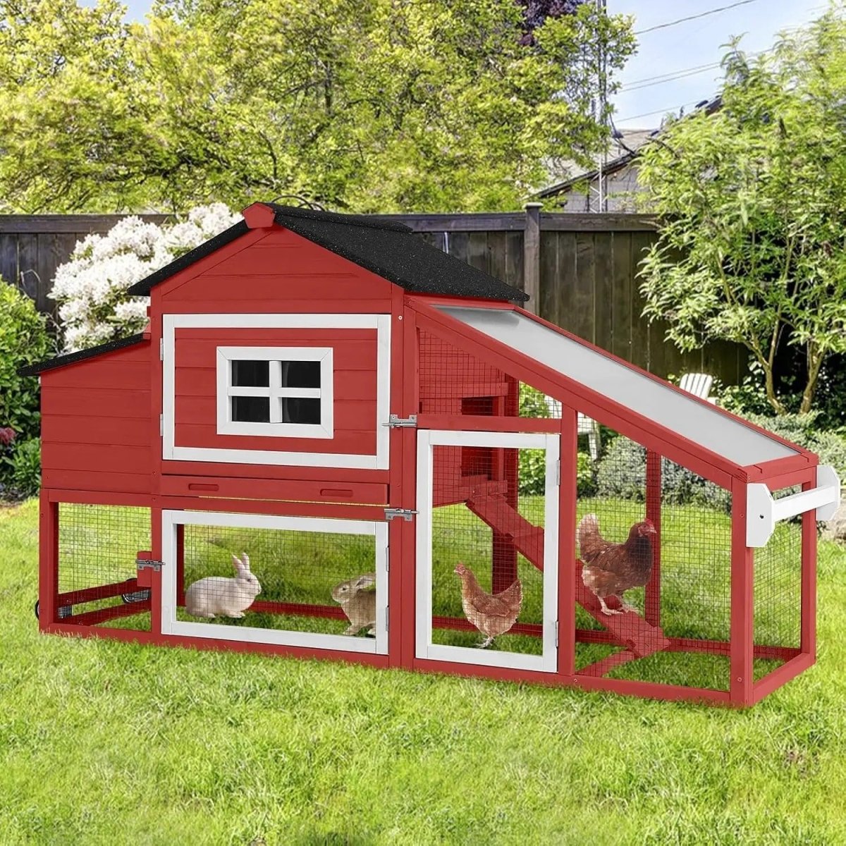 Chicken Tractor / Portable Chicken Coop with Wheels - Spacious, Durable, and Movable - Small Pet Homes