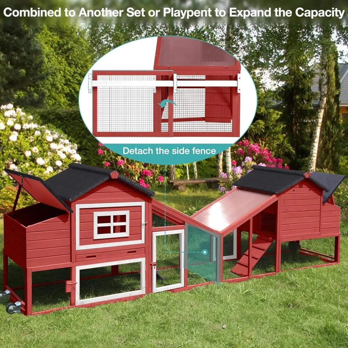 Chicken Tractor / Portable Chicken Coop with Wheels - Spacious, Durable, and Movable - Small Pet Homes
