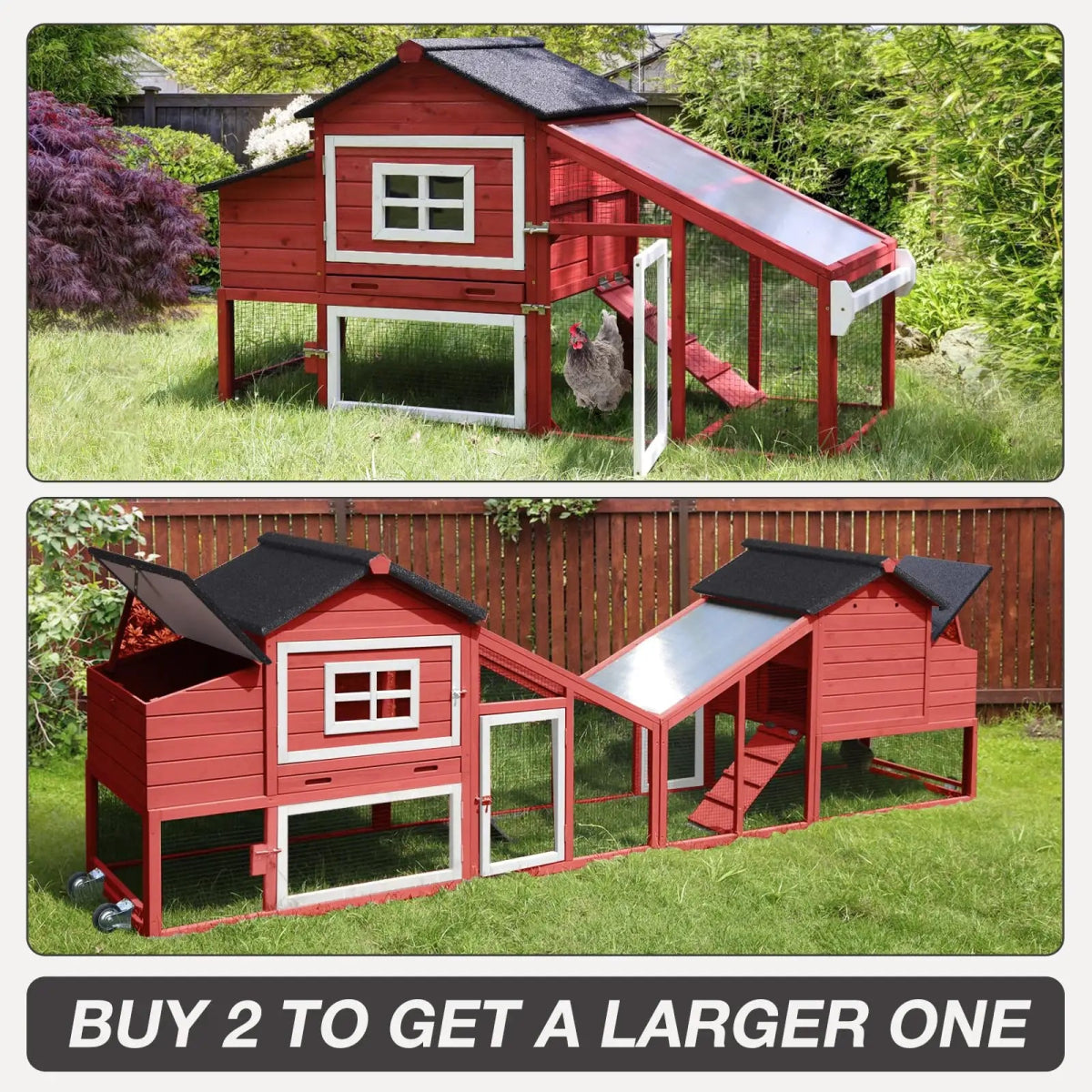 Chicken Tractor / Portable Chicken Coop with Wheels - Spacious, Durable, and Movable - Small Pet Homes