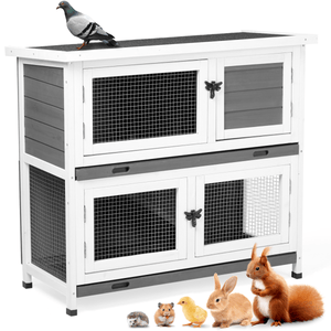 Compact 2 - Story Rabbit & Guinea Pig Hutch - Weather - Resistant and Easy to Clean - Small Pet Homes