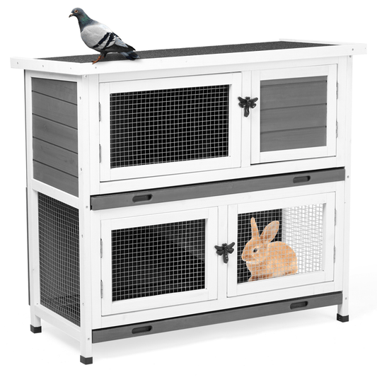 Compact 2 - Story Rabbit & Guinea Pig Hutch - Weather - Resistant and Easy to Clean - Small Pet Homes