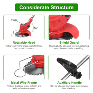 Cordless Telescopic Grass Trimmer 20 V – Adjustable Battery Weed Eater, 12‑Inch Cut - Small Pet Homes