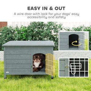 Decorative Dog Cage Kennel with Wire Door & Lock – Fir Wood Indoor Pet House for Small Dogs - Small Pet Homes