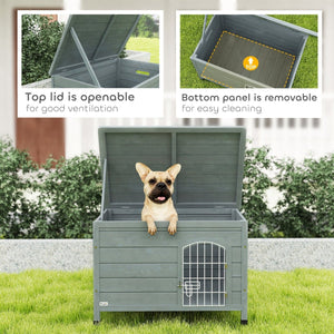 Decorative Dog Cage Kennel with Wire Door & Lock – Fir Wood Indoor Pet House for Small Dogs - Small Pet Homes