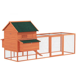 Deluxe Wooden Chicken Coop with Elevated House, Nesting Boxes & Outdoor Run – Fits 8–10 Hens - Small Pet Homes