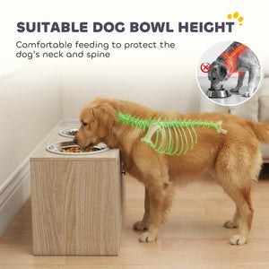 Elevated Dog Bowl Stand with Storage Drawer & Slow Feeder Mat – 2 Stainless Steel Bowls for Large Dogs, Raised Feeding Station with Organized Storage - Small Pet Homes