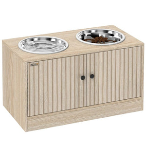 Elevated Dog Bowl Stand with Storage Drawer & Slow Feeder Mat – 2 Stainless Steel Bowls for Large Dogs, Raised Feeding Station with Organized Storage - Small Pet Homes