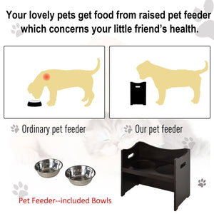 Elevated Dog Feeder Stand with 2 Stainless Steel Bowls, Adjustable Height & Storage – Ergonomic Raised Feeding Station for Large Dogs - Small Pet Homes