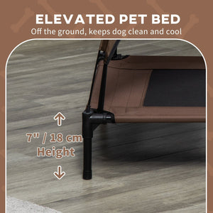 Elevated Portable Dog Cot Shelter with UV Protection Canopy – 36" Outdoor Pet Lounge, Coffee - Small Pet Homes