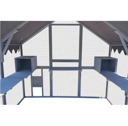 Extra Large 110” Outdoor Cat House Playpen - Cat Playpen with Platform, Waterproof Roof, 2 Sleeping Rooms, and 7 Walkways, for Garden or Backyard - Small Pet Homes
