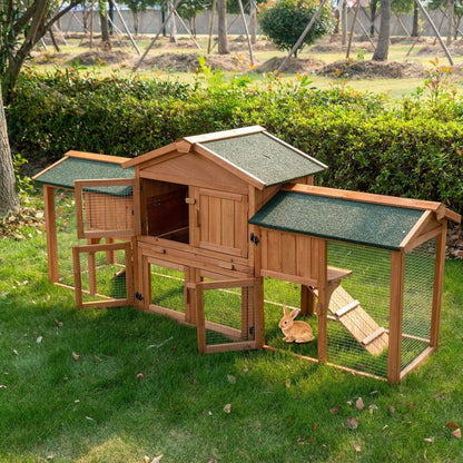 Extra Large 2 - Tier Outdoor Rabbit Hutch - Spacious, Waterproof with Detachable Runs - Small Pet Homes