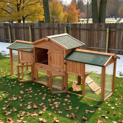 Extra Large 2 - Tier Winter Outdoor Rabbit Hutch - Spacious Bunny House, Waterproof Rabbit Enclosure - Small Pet Homes