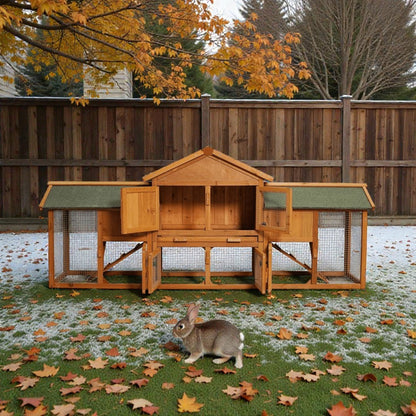 Extra Large 2 - Tier Winter Outdoor Rabbit Hutch - Spacious Bunny House, Waterproof Rabbit Enclosure - Small Pet Homes