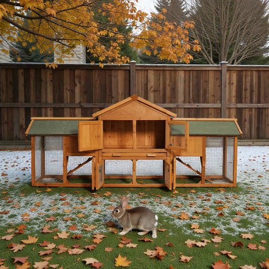 Extra Large 2 - Tier Winter Outdoor Rabbit Hutch - Spacious Bunny House, Waterproof Rabbit Enclosure - Small Pet Homes