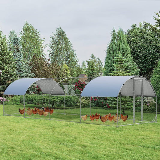 Extra Large Metal Chicken Coop Run with Waterproof Roof, Lockable & Durable Construction, XL Metal Coop - Small Pet Homes