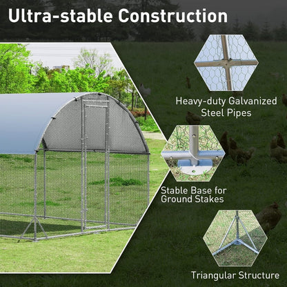Extra Large Metal Chicken Coop Run with Waterproof Roof, Lockable & Durable Construction, XL Metal Coop - Small Pet Homes
