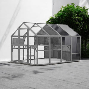 Extra - Large Outdoor Cat Enclosure - Wooden Cat House with Catwalks and Play Features - Small Pet Homes