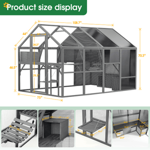 Extra - Large Outdoor Cat Enclosure - Wooden Cat House with Catwalks and Play Features - Small Pet Homes