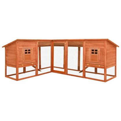 Extra Large Wooden Rabbit Hutch - Spacious, Weather - Resistant with Non - Slip Ramps in Caramel Wood - Small Pet Homes